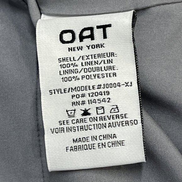 Oat Blazer Womens L‎ Blue Linen Woven Striped One Button Lined Nautical Preppy - Picture 10 of 11